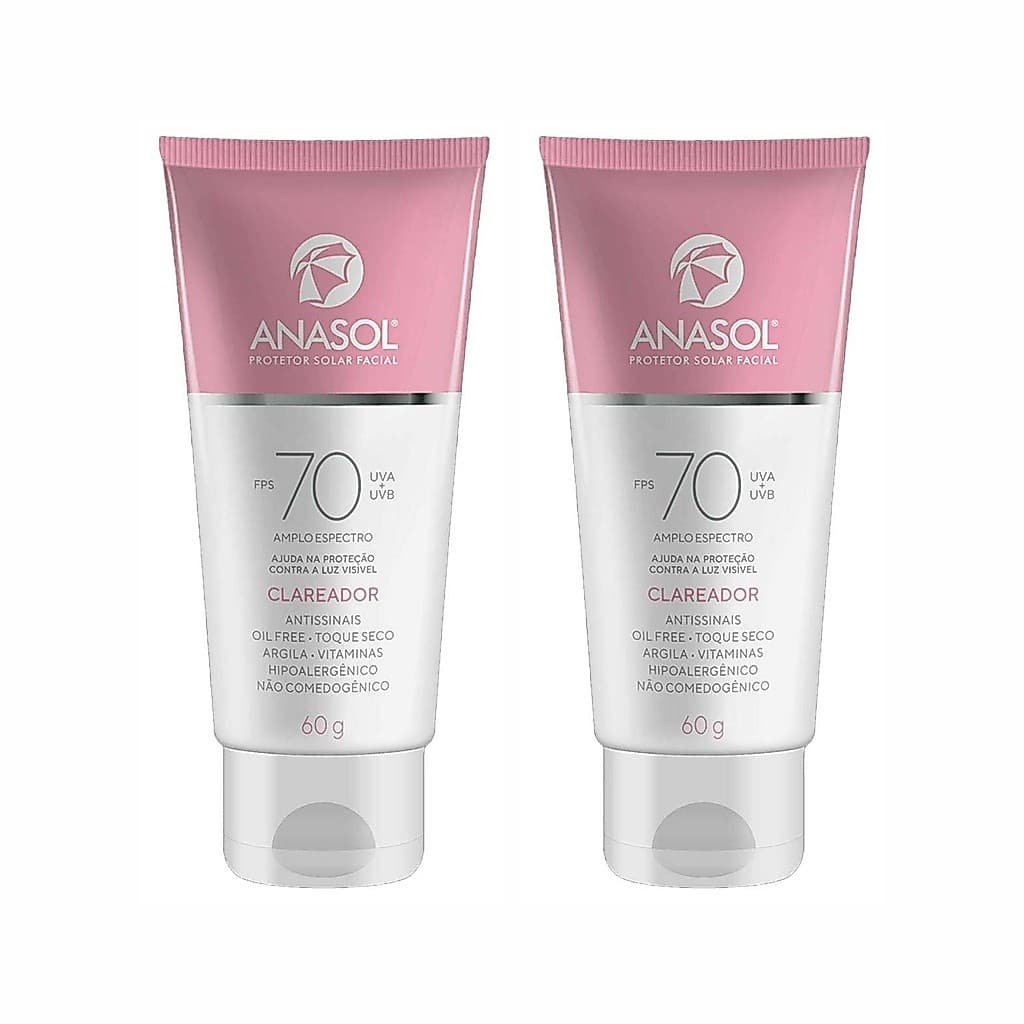 2 Protetor Solar Facial Clareador Dahuer FPS70 60g - Anasol