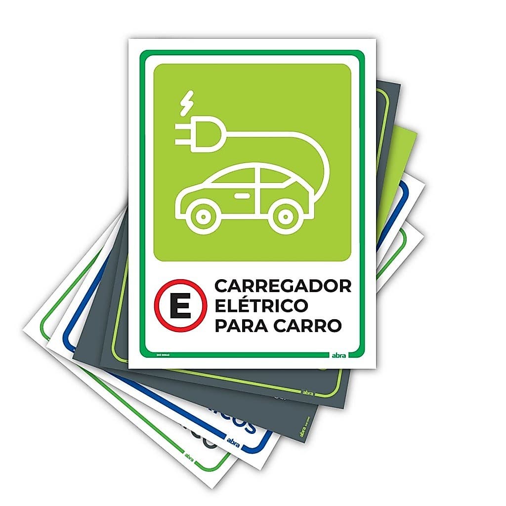 Placa De Sinalização Estacionamento Carro Elétrico Carregador Veicular