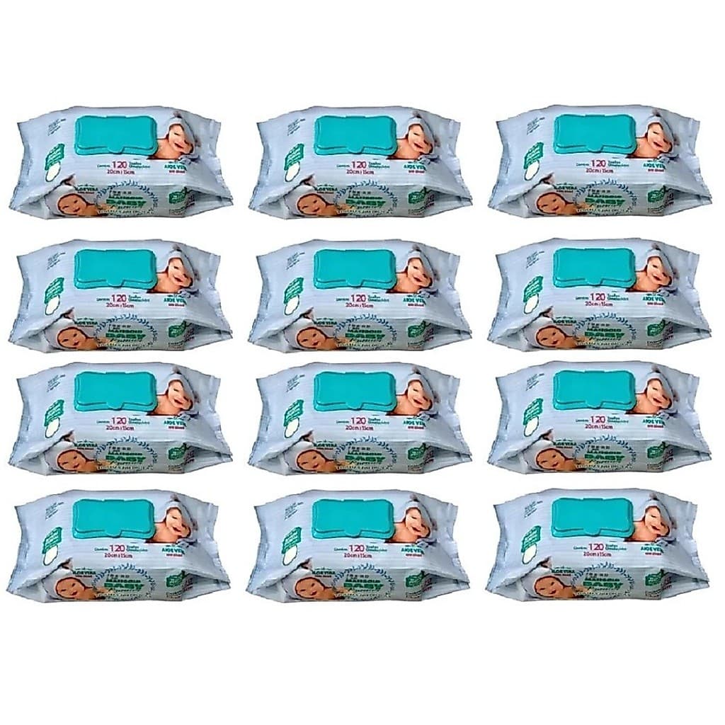 Kit 12 pcts de Lenços Umedecidos Marigold Baby Premium 120un cada - Total 1440un AZUL EQ.1