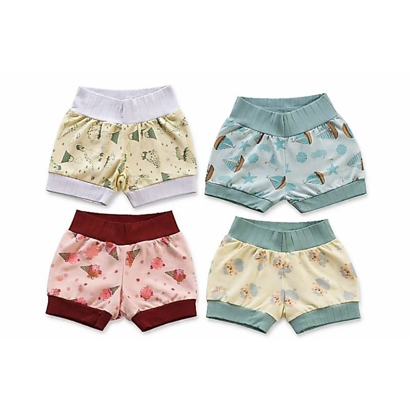 Kit 3 Shorts Tapa Fralda 0 a 6 Meses Algodão Estampas Sortidas Menino Menina Bebê Mijão