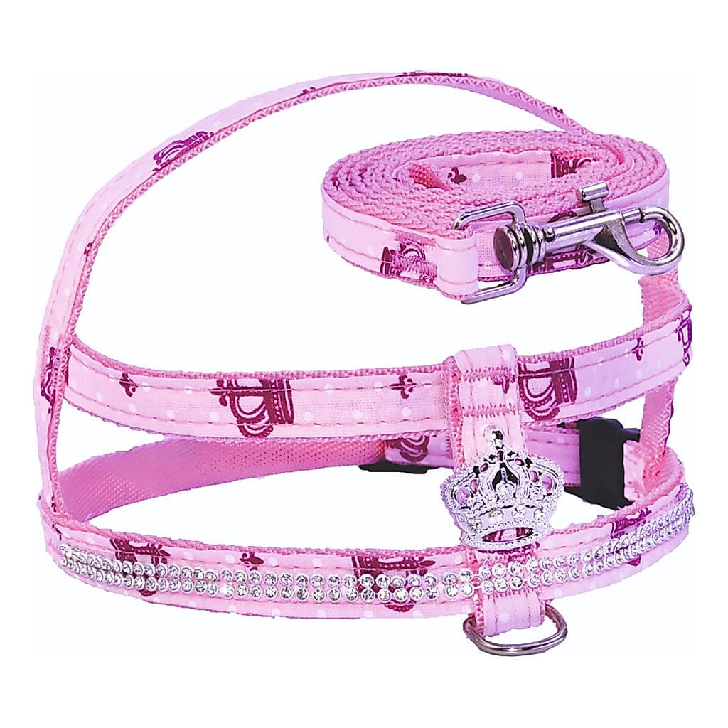Coleira Conjunto Peitoral Nylon C/ Guia Modelo Princesa