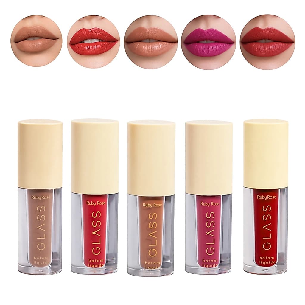 Batom Líquido Velvety Matte Glass Ruby Rose Alta Cobertura Cores Unidade