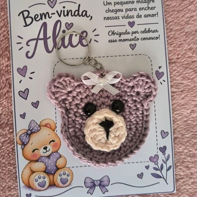 kit 25,50 lembrancinhas com tag chaveiro urso crochê nascimento chá de bebê aniversário crochê amigurumi