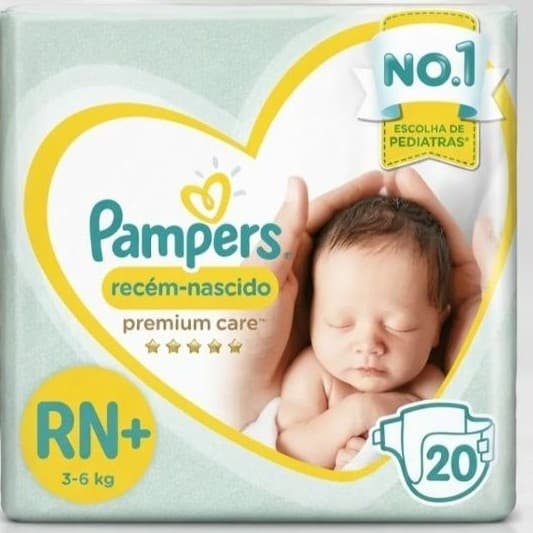 Fraldas Pampers recém-nascido RN+ Premium Care 3-6 kg tamanho 20