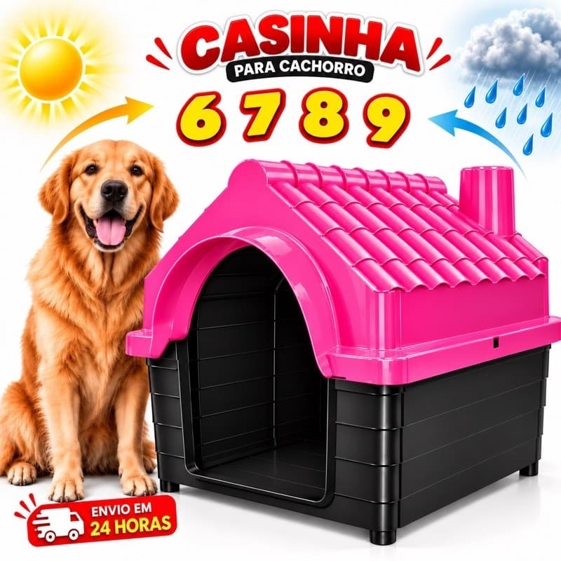 Casinha N9 N8 N7 N6 Plástica Desmontável para Cachorro Porte Grande com Proteção UV