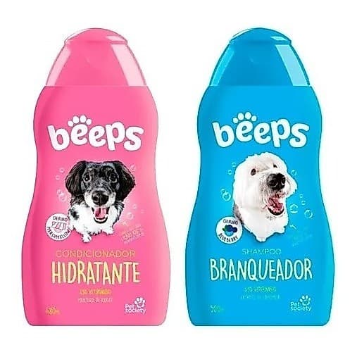 Beeps Shampoo Branqueador 500ml + Condicionador Hidratante 480ml Beeps Clareador Cachorros e Gatos
