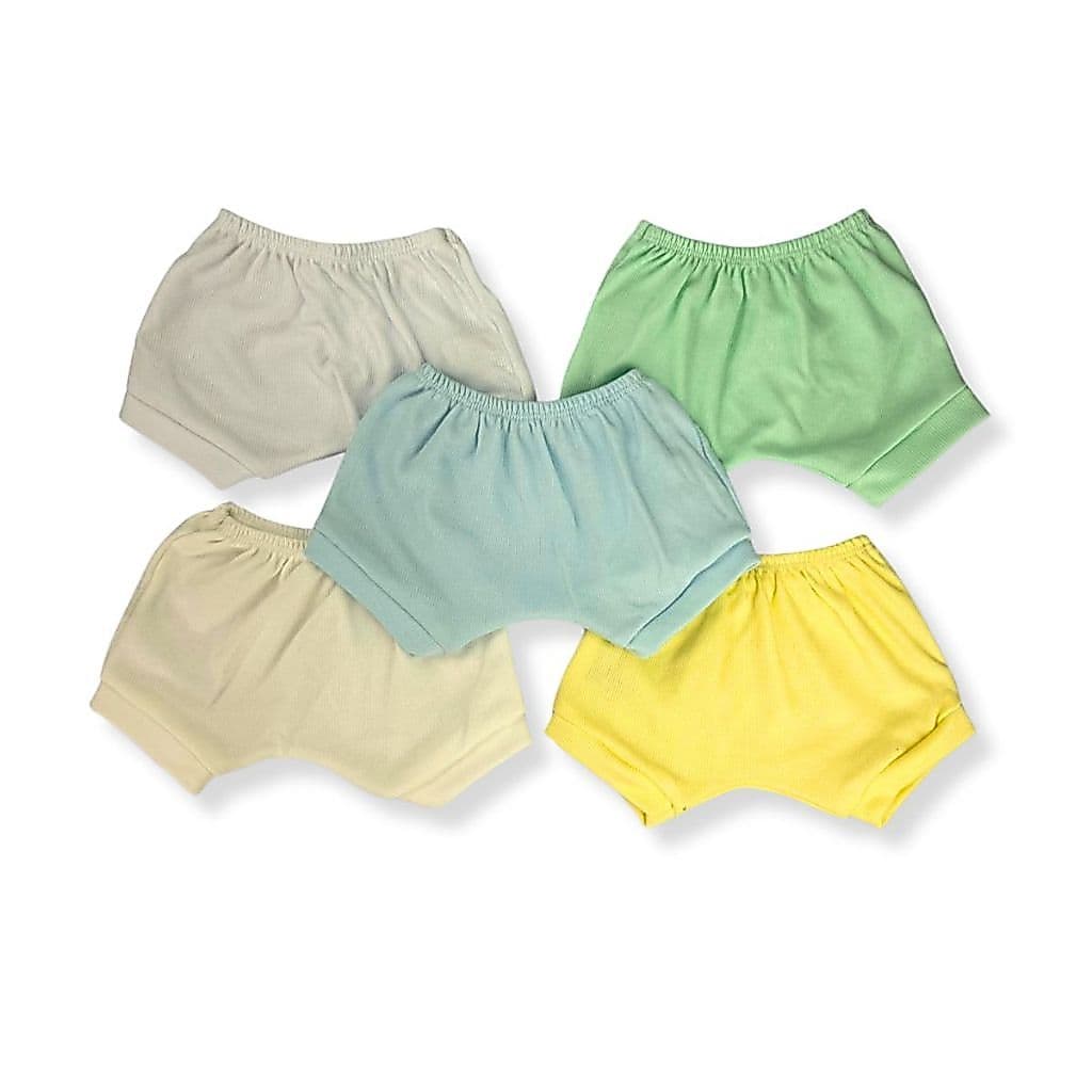 Kit 5 Shorts Bebe Tapa Fraldas Liso Malha Canelada Verão Infantil