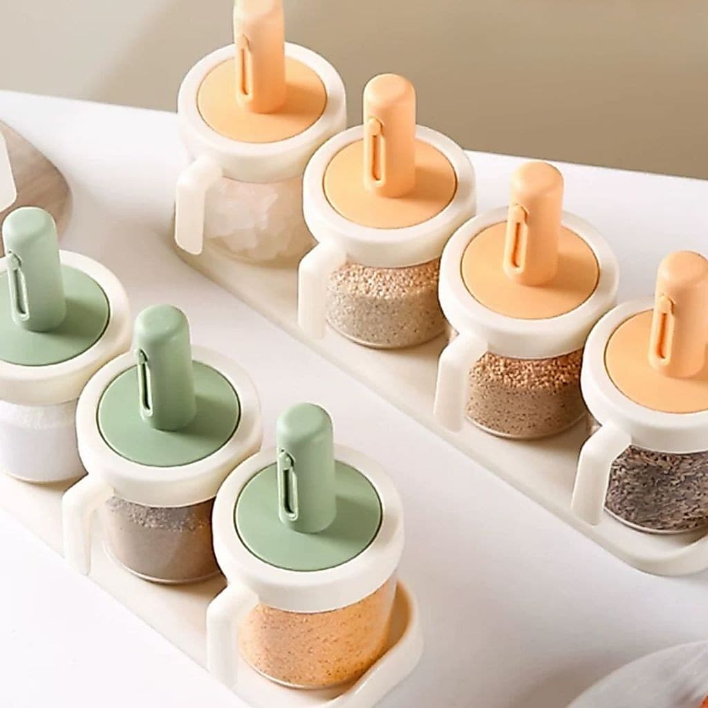 Conjunto, Frasco de Temperos, Colher Telescópica para Temperos, Pote de Temperos Selado para Cozinha, Tanque de Tempero de Glutamato Monossódico, Pote de Sal Doméstico, Conjunto de Frascos de Temperos, Uso Multifuncional, Acessórios de Cozinha