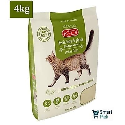 OFERTA Areia Sanitária Higiênica Biodegradável Grãos finos de Milho e Mandioca para Gatos 100% Natural 4KG Kadi