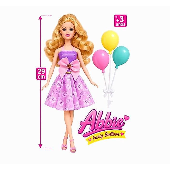 Boneca Articulada Estilo Abbie Party Balloon Com Balões Coloridos – Presente Infantil - 3