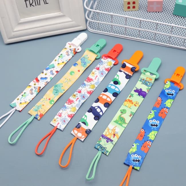 Prendedor De Chupeta Com Suporte De Trava para evitar quedas Clip Chupetas Com trava Para Bebês Estampado Colorido De Animais