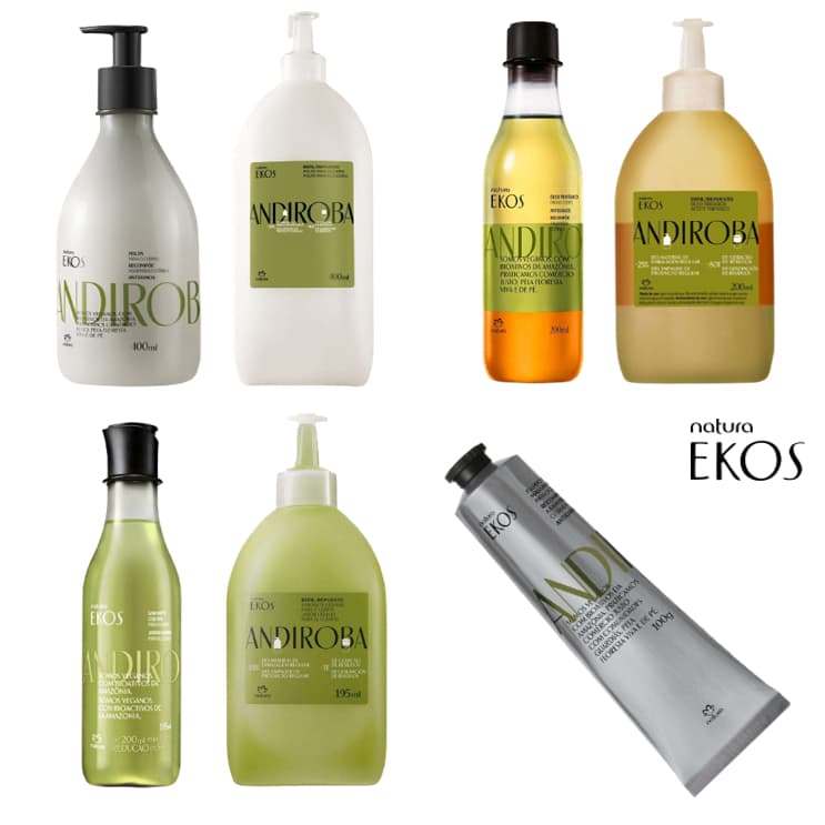 Linha Natura Ekos Andiroba: Hidratante Corporal, Óleo Trifásico, Sabonete Líquido ou Fluido de Massagem Corporal