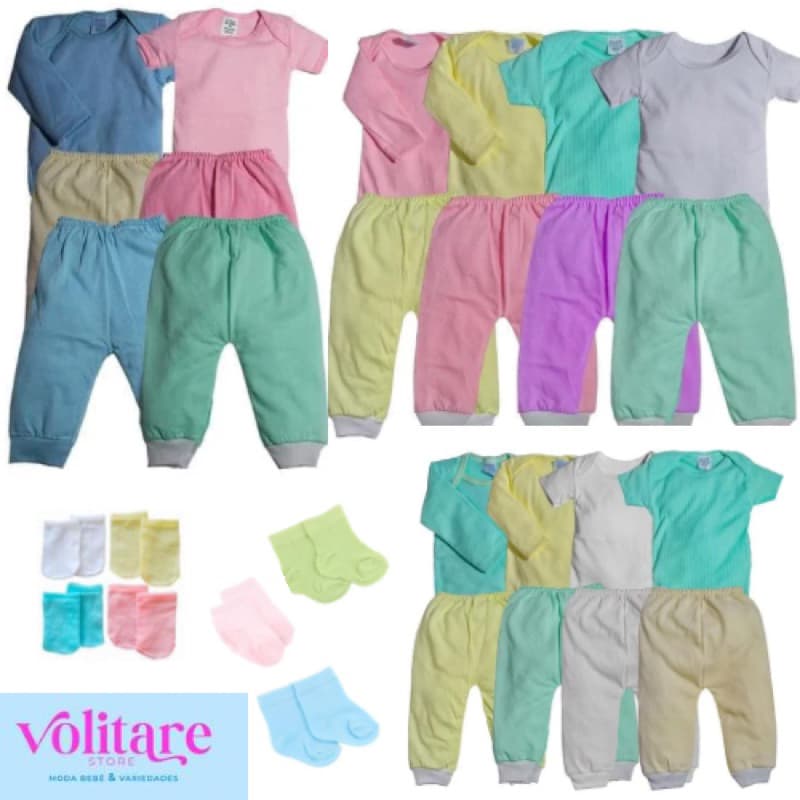Kit c/ 30 peças bebê Body + calça + meias Enxoval   Maternidade Algodão Envio Rápido
