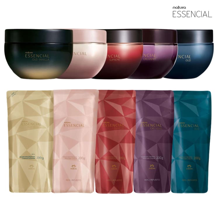 Hidratante Corporal Perfumado Essencial Feminino Natura - 200g: Clássico, Oud, Supreme e Exclusivo (Regular ou Refil)