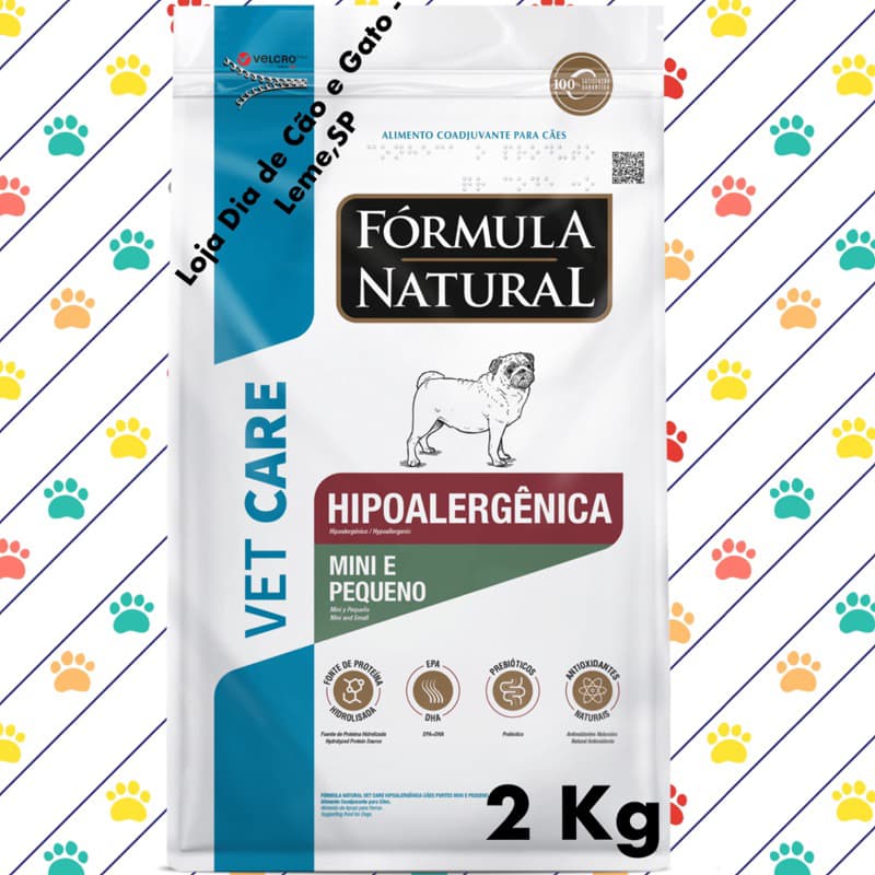 Ração 2kg Formula Natural Hipoalergênica Cachorros Mini e Pequenos - Vet Care