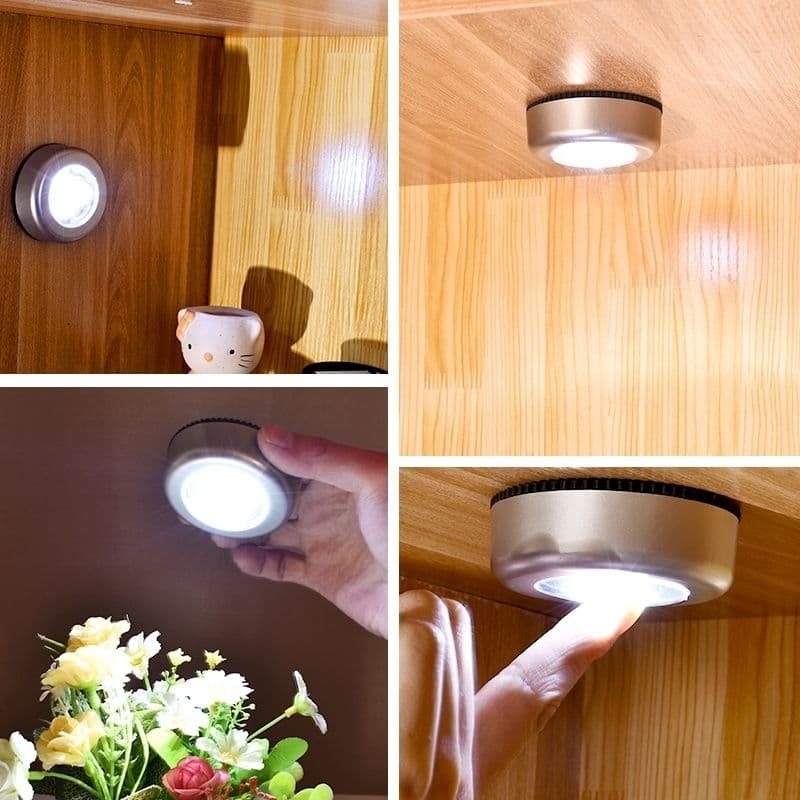 Luminaria de led Spot com acendimento ao toque 3 leds á pilha