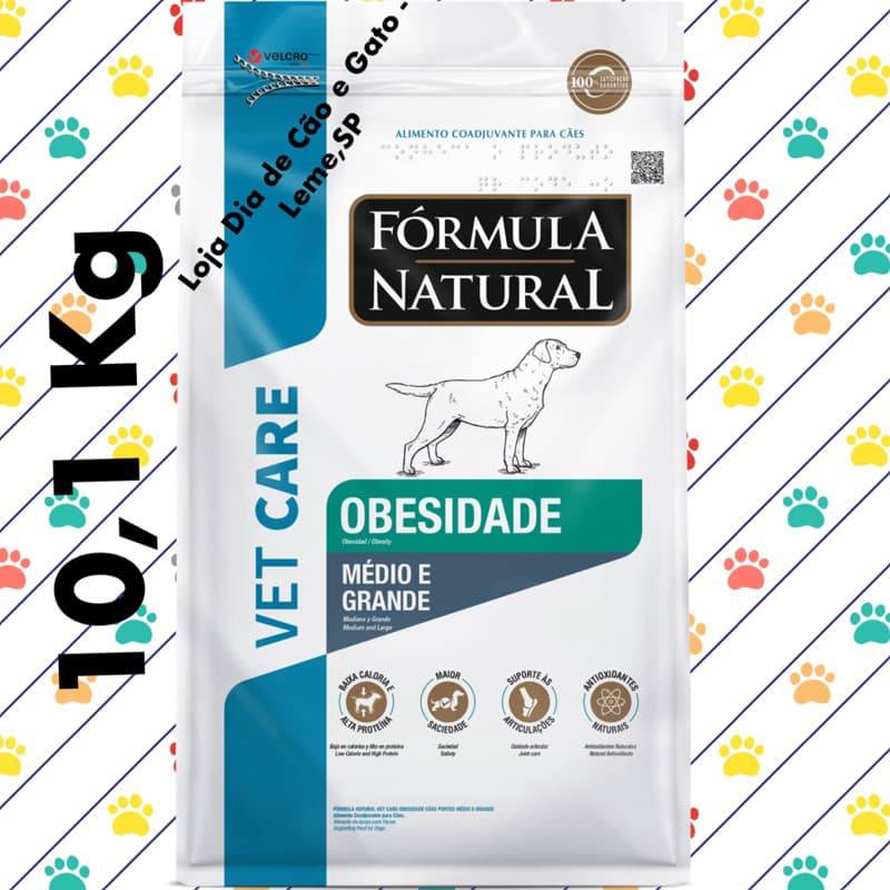 Ração 10,1kg Formula Natural Obesidade Cachorros Medios e Grandes - Vet Care