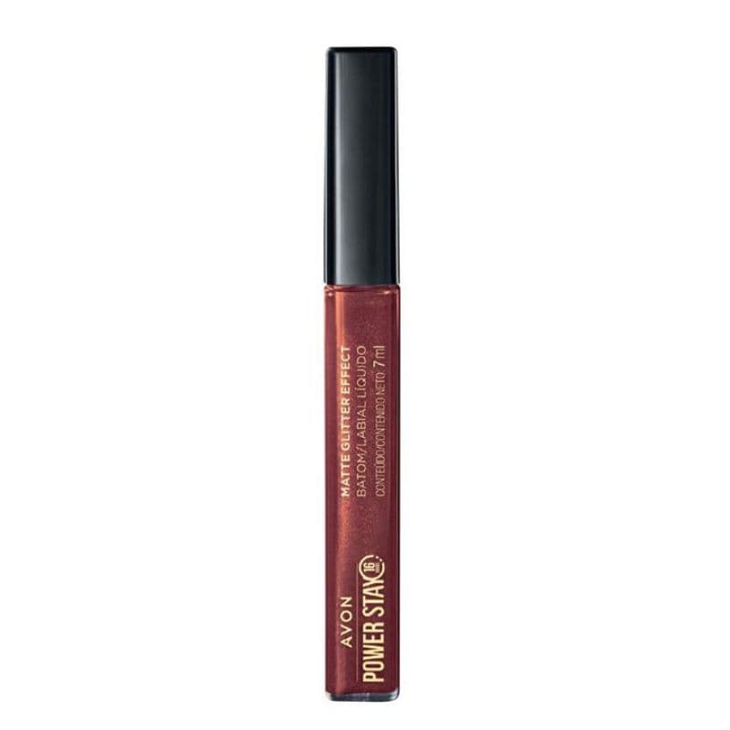 Batom Líquido Matte Glitter Effect Avon Power Stay-Nude Iluminado