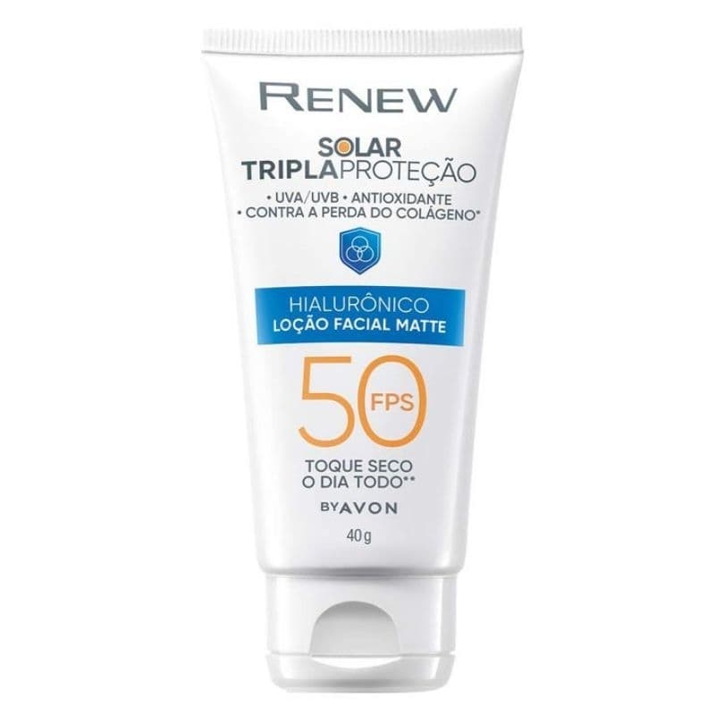 Protetor Solar Renew Facial Matte Tripla Proteção FPS 50 / FPS 70 Avon 40g - Efeito Mate