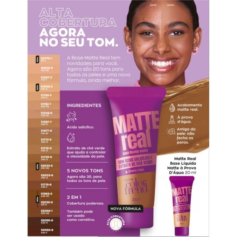 Base Líquida Matte Real Avon Color Trend