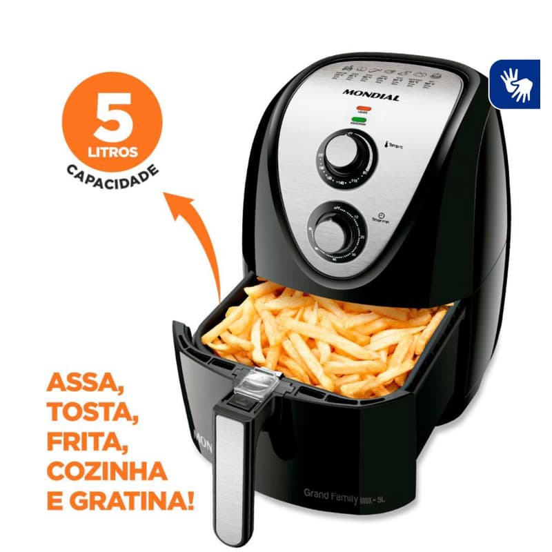 Fritadeira Elétrica Sem Óleo Mondal Grand Family 5L(open box)