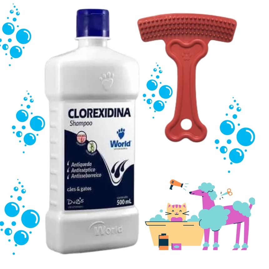 SHAMPOO PARA CACHORRO E GATO CLOREXIDINA TRATAMENTO DE PELE / PELO