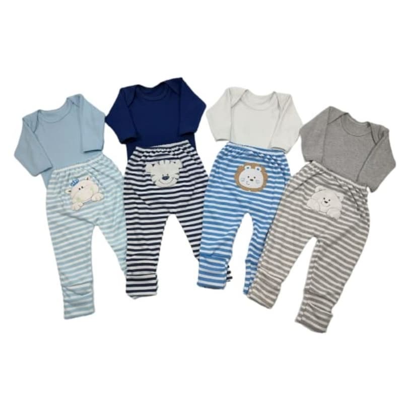 Conjunto Body Calça Pé Reversível  Bebê Menino Menina