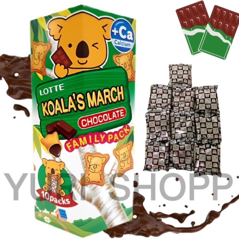 Biscoito Koala Coala Grande Contém 10 Pcts Lotte Sabores Chocolate Importado Doce195gr