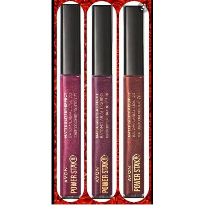 Batom Líquido Matte Glitter Effect Avon Power Stay 7 ml