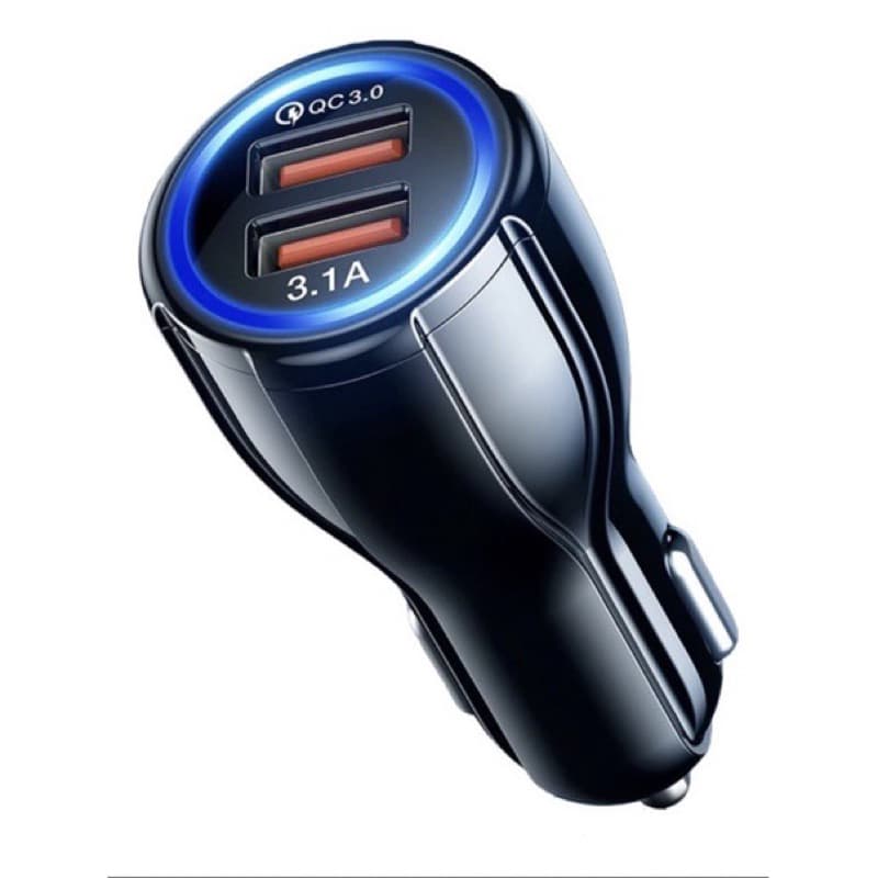 (M-61B) Carregador Turbo Veícular Qc 3.0 2 Saídas Usb 3.1a Acendedor