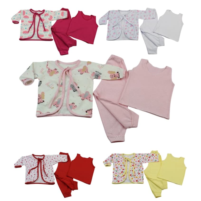 KIT 3 Conjunto Completo Roupa De Bebê Menina e Menino + 3 Brinde