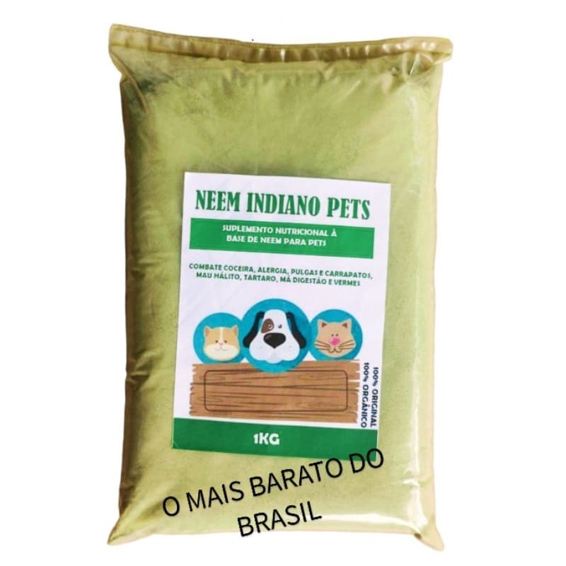 NEEM EM PÓ 1000G ORGÂNICO 100% PURO USO PET HUMANO BOVINO E AGRÍCOLA.