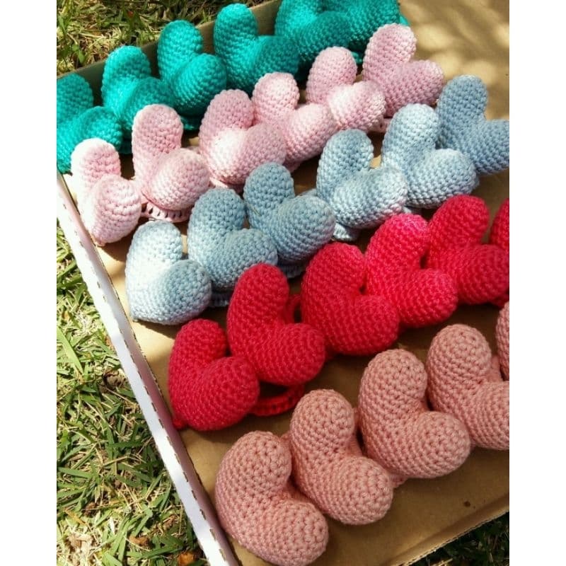 kit Porta Guardanapos de crochê coração amigurumi