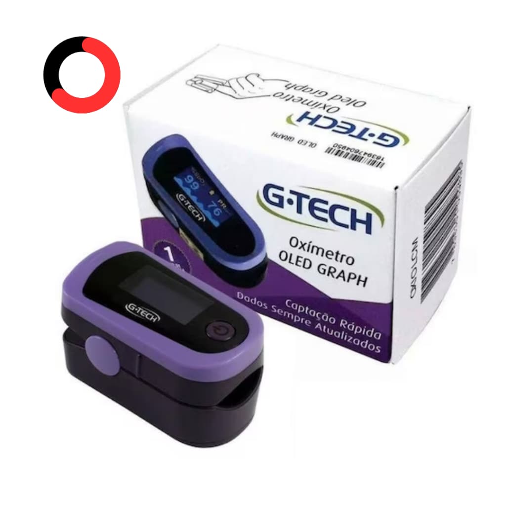 Oxímetro de Dedo Digital Mede Saturação de Oxigênio e Monitorização Cardíaca OLED Graph G-TECH Roxo
