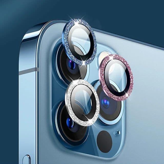 Kit Pelicula Brilhante lente da câmera de vidro para iphone 11/ 12 /13/14/Pro Max anel protetor de tela capa protetora