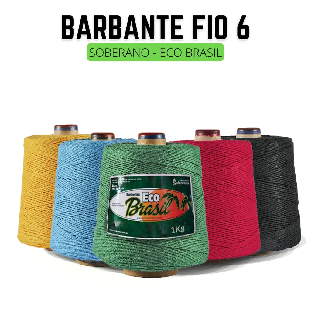 Barbante 1 kg, Soberano, Eco Brasil, Fio 6, Para Crochê e Artesanatos,
