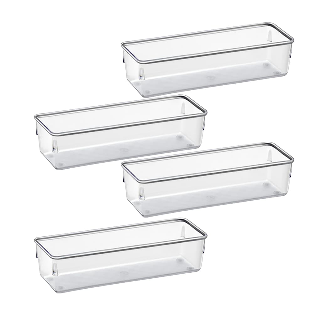 Kit 4 Organizadores Multiuso Modular Gavetas e Mesas Pote Acrílico Cristal Retangular Grande