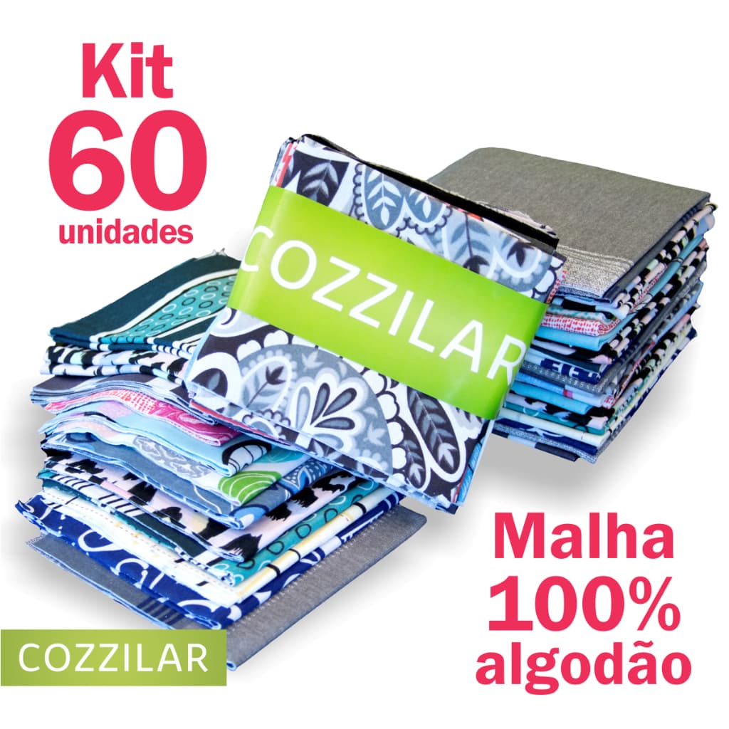 Kit 60 Retalhos De Tecidos Malha 25x25cm 100% Algodão Patchwork Limpeza Variados Artesanato Cozzilar