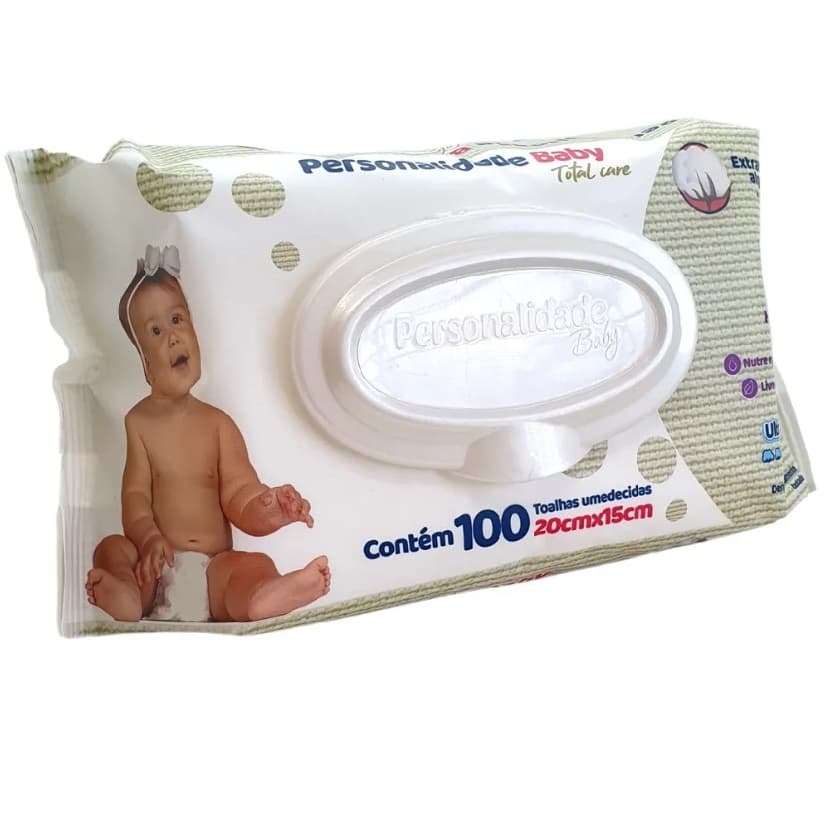 Lenço Toalhas Umedecidas Personalidade Baby Total Care 100un 20x15cm