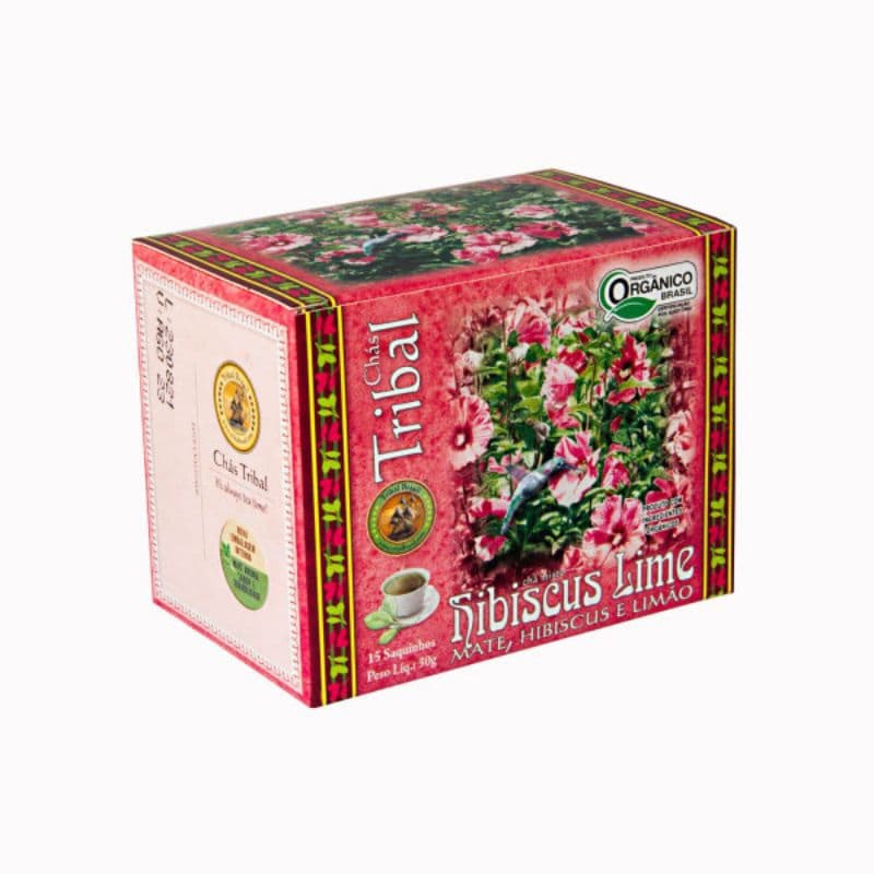 Chá orgânico, chá HIBISCUS LIME, MATE, HIBISCUS E LIMÃO Tribal Brasil