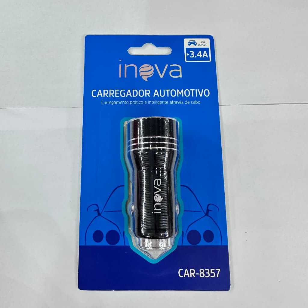 5pcs kit Carregador Veicular 3.4 A Usb Duplo Turbo Inova
