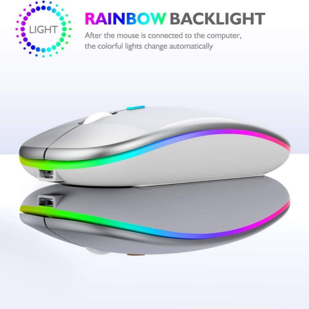 Mouse Sem Fio Wireless Com Bateria Interna Recarregavel 2,4 Ghz Led RGB Home Office