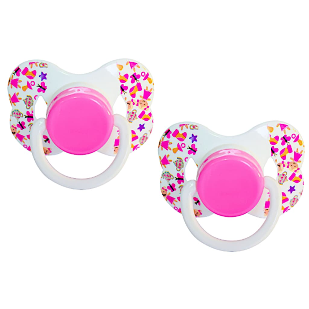 Kit 2 Chupetas Bico de Silicone Redondo Bebê Chupeta Borboleta +6 Meses Menina Menino
