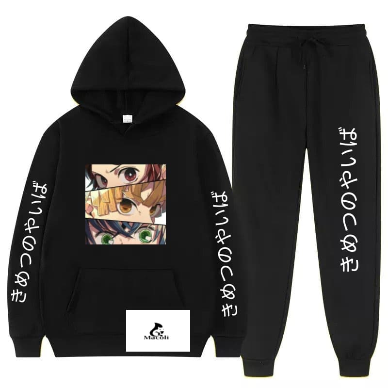 Conjunto Moletom Anime + Calça Jogger Demon Slayer Kimetsu No Yaiba Mangá Unissex