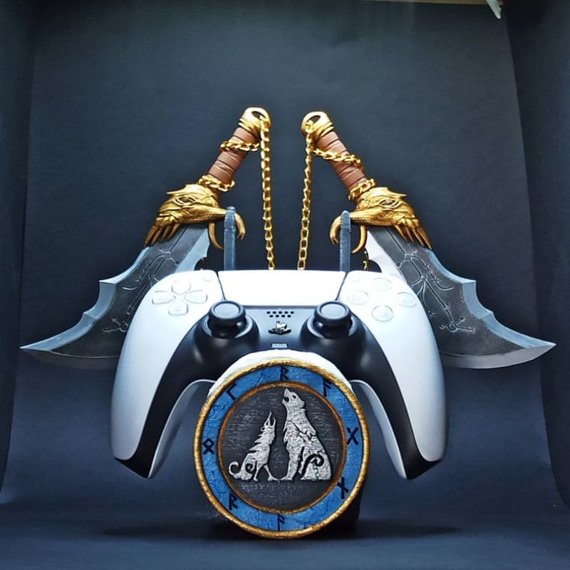 Suporte P/ Controle Ps5 Ps4 Xbox God Of War Ragnarok Lamina do Caos