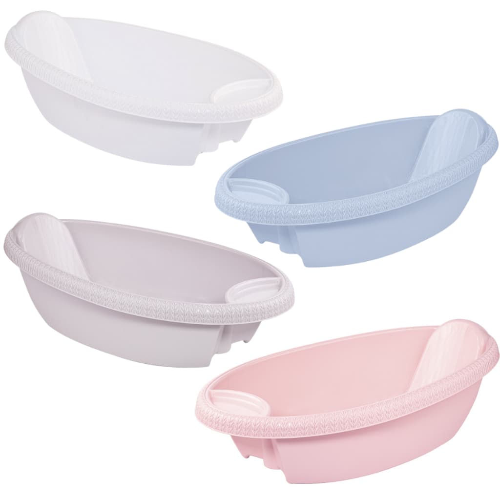 Banheira de Bebe 19 Litros Rígida Diversos Modelos Trama Banheirinha Infantil Branca Rosa Azul Plasútil