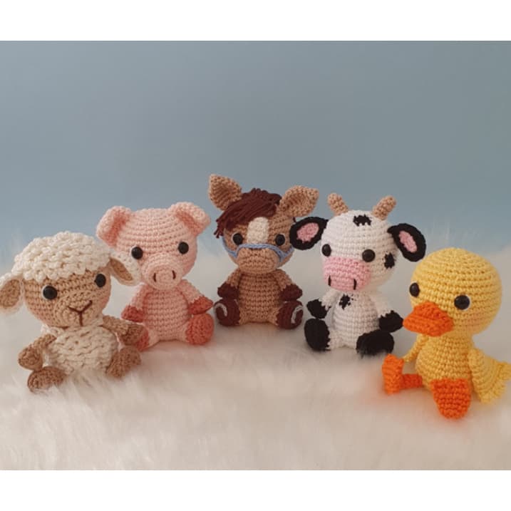 amigurumi fazendinha kit 05 peças completo ou unidade bichinho crochê para nicho mobile decoracao