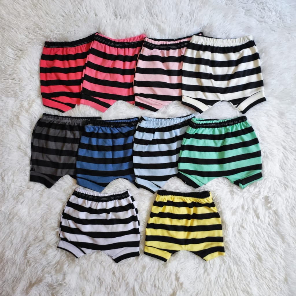 Kit 4 Peças Short Tapa Fralda infantil de bebê Menina e Menino listrado
