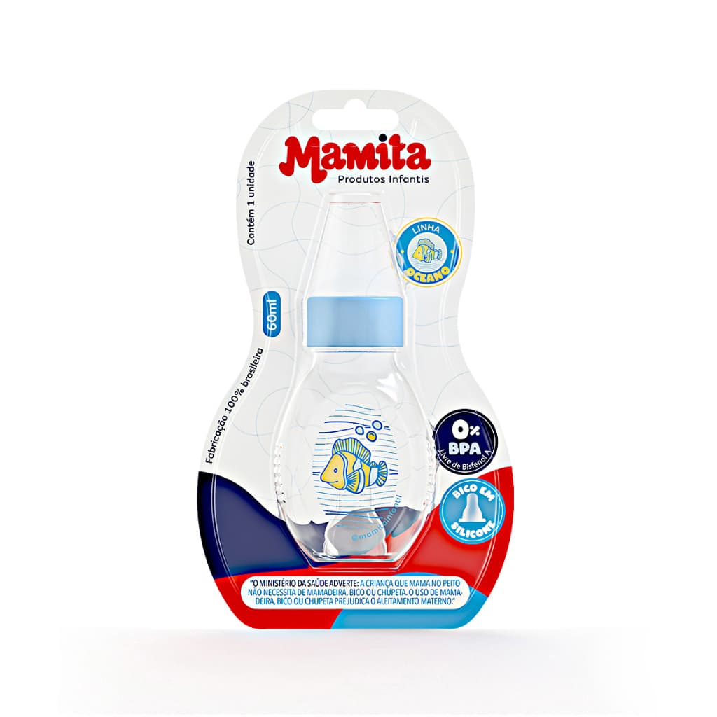 Mamadeira Chuquinha 60ml Mamita Blister Mini Mamadeira Bebê Criança Infantil Menino Menina