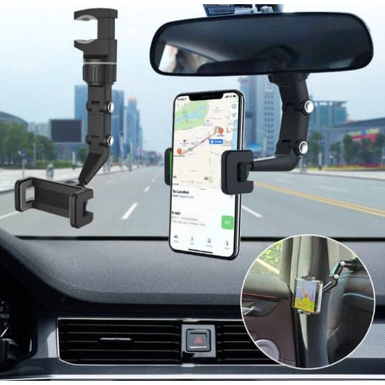 Suporte multifuncional para telefone móvel espelho retrovisor universal carro GPS 360 giratórios para celular automóvel